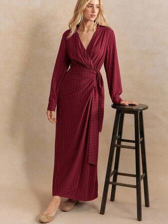 Écloséra 新款优雅束腰长袖连衣裙，女款，春秋季