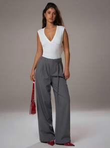 Avantive Fall/Winter/Spring/Christmas/ Women Romantic/Prom/Formal/Birthday/90s/Business Casual Woman/Elegant/Western Wear/Going Out/Fashion/Casual/Y2k/Club/Office/Vintage/Bodycon/Rave Festival/Funny/Classy/Old Money/Streetwear/Vacation/Country Concert/Work /Modest/Spring Break/Bachelorette/Concert/Baddie/Basic/Graduation/Low Rise/Baggy/Straight Leg/Wide Leg/Pants - Grey - View 5