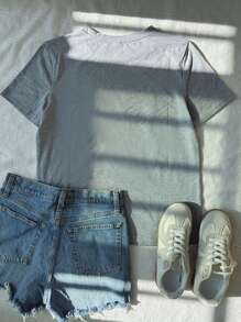 Attitoon Áo thun tay ngắn họa tiết cành lá in hình cành lá phong cách tối giản, giản dị, đường phố, cổ điển, New York, họa tiết ngụy trang, cổ tròn, dáng rộng, dành cho nữ, phù hợp cho mùa hè, cổ điển, gợi cảm, dễ thương, Y2K, Bohemian, Hippie, lễ hội âm nhạc, Punk, Y2K, gợi cảm, Goth - Màu Xám nhạt - Xem 2