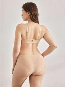 Ocili Conjunto de sujetador acolchado sin costuras y braga talla grande, de material brillante