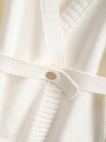 Regalyn Cárdigan de punto con diseño de cinturón, estilo francés elegante para mujer de talla grande