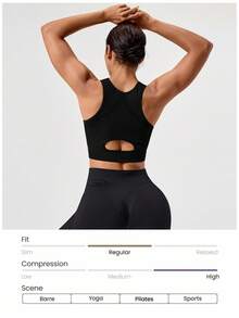 Seamluxe SHEIN Sport Regata Cropped Esportiva Respirável de Cor Sólida e Elástica para Mulheres, Adequada para Yoga