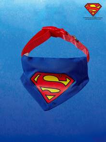 SUPERMAN X PETSIN Classic Logo Print Adjustable Buckle Blue Bib For Dogs & Cats