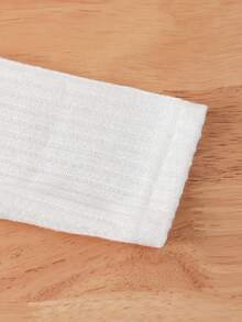 年轻女孩休闲纯色荷叶边长袖T恤 - 米色 - 查看 6