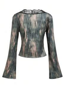 Y2Kool ORANGE STUDIO Ropa de invierno para mujer, blusas de encaje sexy de manga larga, cardigans, blusas transparentes de encaje, blusas góticas, blusas vaporosas, blusas casuales