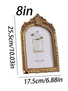 1 pieza Marco de fotos con arco dorado vintage, estilo europeo con forma de ventana para decoración del hogar, regalo de boda