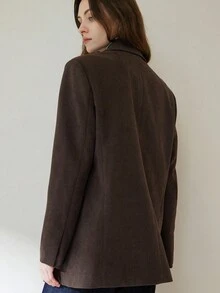 Aveloria Modichic Damska marynarka typu marynarka typu blezer z luźnego materiału Maillard w stylu retro, wysokiej jakości, elegancka na jesień/wiosnę - Brązowy - Zobacz 6