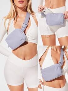 GLOWMODE 1升拉链式多功能腰包 防水斜挎腰包 可调节肩带 - 淺灰紫 - 查看 8