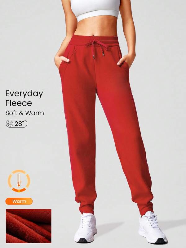 GLOWMODE Pantalones Deportivos Sólidos Con Cintura Ajustable Con Cordón Y Forro Polar