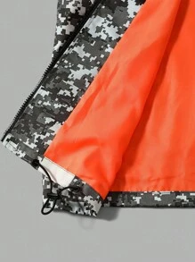 PAVTROS Manfinity Streetrush 男士长袖伞兵迷彩拼接连帽夹克，休闲宽松街头复古美式风格，秋冬男士防风夹克雨衣数码迷彩夹克迷彩防风衣男士迷彩夹克 - 卡其色 - 查看 8