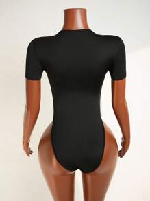 Mistrie Mujer Body Transparente Con Remiendo De Malla - Negro - Ver 2