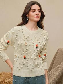 Anewsta Pull tricoté automne/hiver, design oversize doux et jeune avec motif de fruits 3D, à la mode et confortable