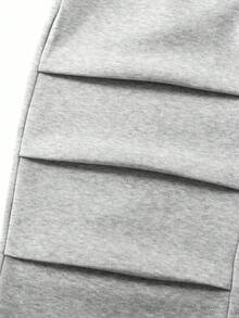 SHEIN 青少年女孩两件套：带口袋的休闲拉链连帽夹克和宽松直筒裤，适合周末、休闲外出、返校 - 淺灰色 - 查看 6