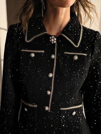 MOTF PREMIUM Vestito con balza in lana