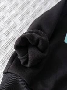 Cozy Pixies 男童卡通动物图案针织柔软圆领长袖套头卫衣，鳄鱼图案卫衣，可爱卫衣 - 黑色 - 查看 6