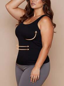 SHEIN 1 件女士加大码无缝纯色舒适塑身吊带背心