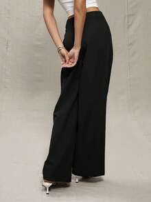 MUSERA 夏季优雅阔腿修身长裤，尽显老钱贵族风范，适合度假、波西米亚风情和秋季穿着。 - 黑色 - 查看 2