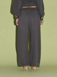 KIZN Wide Leg Sweatpants High Waist Drawstring Loungewear Pants Cozy Fall Winter Palazzo Style Comfortable Casual Fashion Bell Bottom Style