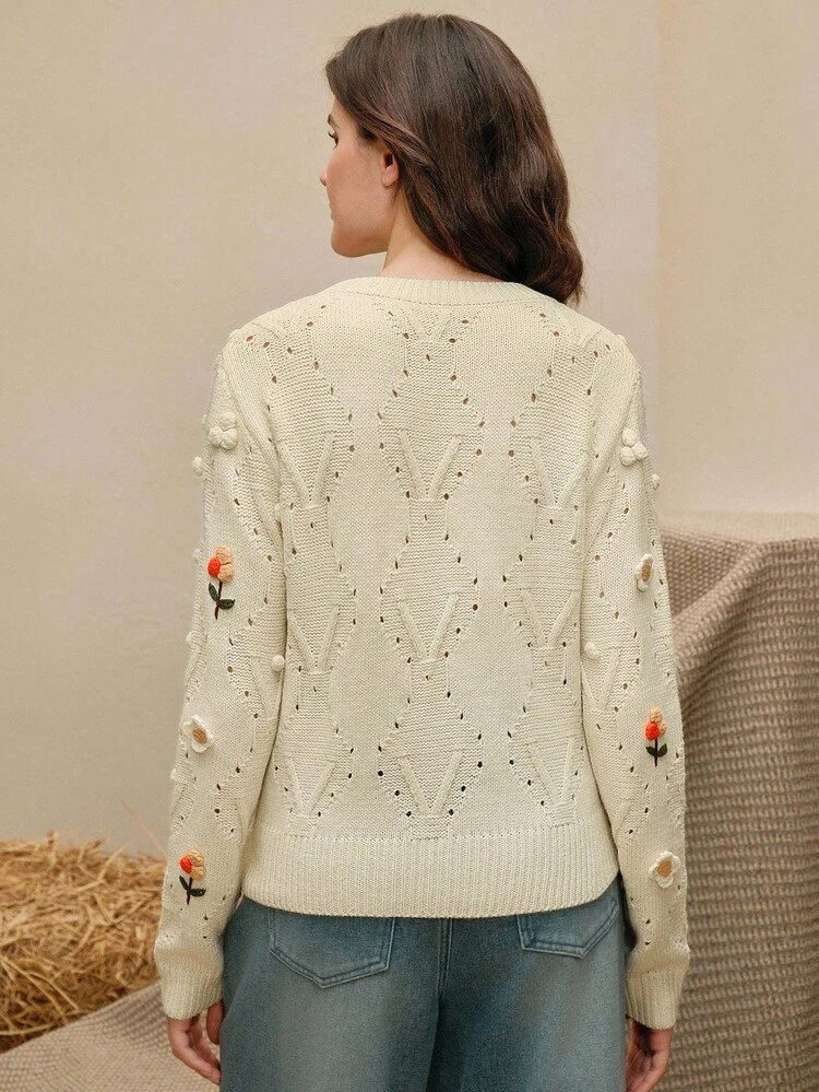 Autumn/Winter Knitted Pullover Sweater, Sweet & Youthful Oversized Design With 3D Fruit Pattern, Fashionable & Comfortable