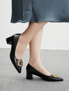 CUCCOO BIZCHIC Women's Fashion Black Low Heel Pointed Toe Flats - Black - View 1