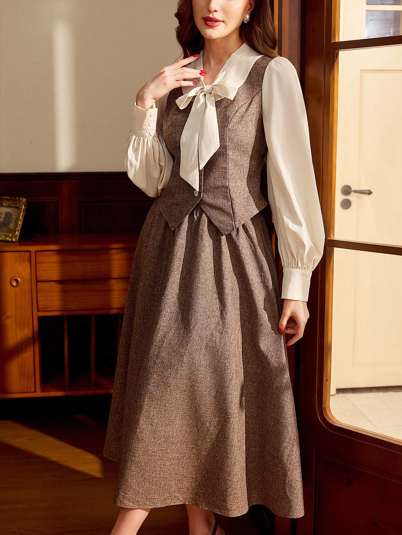 Vintamour طقم كلاسيكي أنيق بطراز الكلية للنساء مكو...