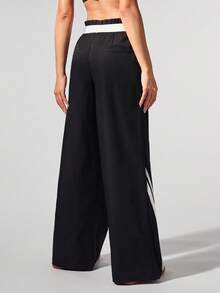 Fluxe Pantalones de chándal casuales holgados con cintura elástica y contraste de colores retro - Negro - Ver 4