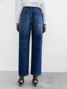 Maija Women's Blue Jeans Low Waist Tapered Pants Slim Mom Pants Autumn Classic Denim Style All-Match Women's Clothing - Medium Wash - View 4