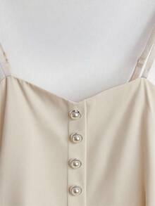 Franclia 女士白色珍珠纽扣领带荷叶边肩带 - 杏色 - 查看 6