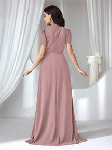 Coutiva Formal Evening Dress For Women (Embellished) - Pink - View 2