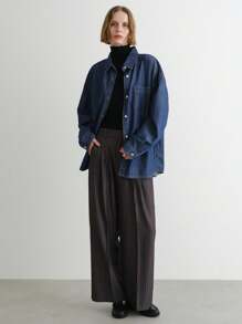 FRIFUL 女式中度水洗宽松休闲百搭牛仔上衣