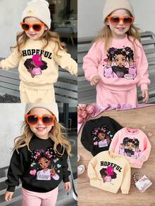 SHEIN 3pcs Baby Girl Winter Thicken Long Sleeve Sweatshirt Set