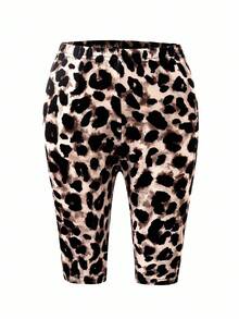 2pcs/Set Tween GirlsCasual Outfit, Round Neck T-Shirt & Comfortable Shorts, Cute Cherry & Leopard Print Pattern