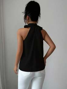 Balvessa 褶饰无袖上衣，知性优雅 - 黑色 - 查看 2