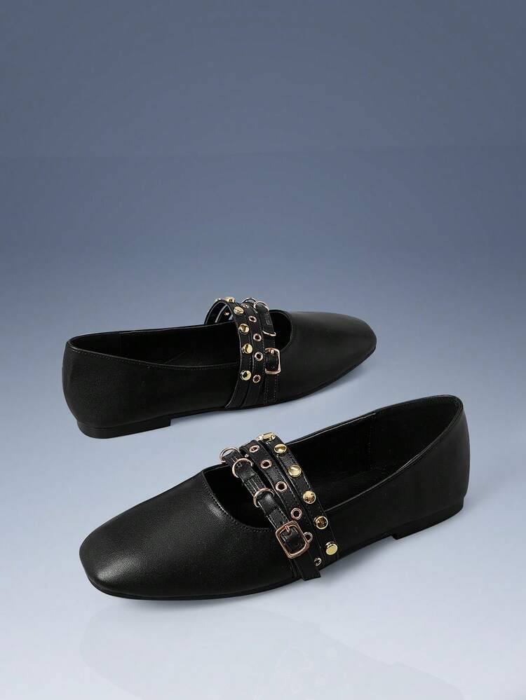 CUCCOO GRLICON Brown Faux Suede Square Toe Flats, Comfortable & Lightweight, Suitable For Party, Christmas, Halloween, Y2K Style