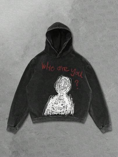 Street Life Lässiges Muster Muster Design Marke Schwarzer Schneeflocken Hoodie Sweatshirt für Herren, ohne Taschen, Herbst