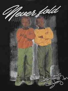 ROMWE MEN Street Life Men's Sparkling Diamond Portrait Print Long Sleeve T-Shirt, Fall - Black - View 8