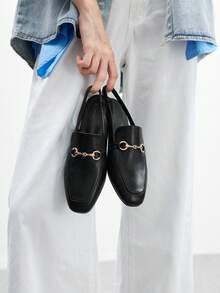 CUCCOO BIZCHIC Scarpe da donna con punta quadrata, tacco basso, stile britannico, nere, comode, versatili, senza tallone