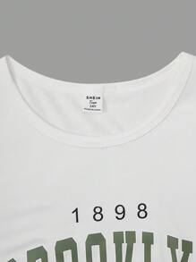 2件套少女简约印花短袖上衣和短裤套装 - 綠色 - 查看 4