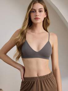 Ocili 5pcs Stretchy Backless Plain Compression Bralettes In Vibrant Multicolor Perfect For Everyday Comfort Seamless Bralette Thin Strap Bra