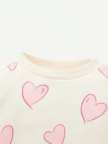 Cozy Pixies Baby Girl Heart Pattern Casual Round Neck Sweatshirt,In Fall/Winter