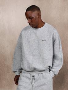 SUMWON Essential Heavyweight Oversized Crewneck Sweatshirt Classic Heathered Texture Loungewear Streetwear Fall Winter Comfort Casual Wear
