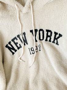 SWAVVY 2pcs Men's Casual Fluffy Hoodie And Drawstring Pants Set, For Fall Winter - Apricot - View 3