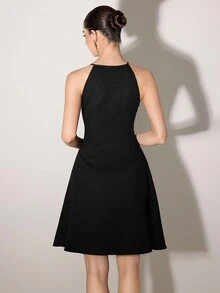 Poshira Women's Bowknot Faux Pearl Decor Spaghetti Strap Sleeveless A-Line Dress, New Slim Fit Flattering Gatsby Dress Rhinestone Dress Sparkly Black Dress Black Dress With Rhinestone Bow Black And Silver Dress Wednesday Addams Goth Gown Black Dress With Bow