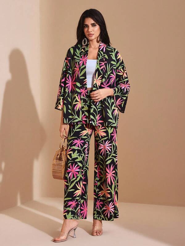 Miriam Omar Colorful Print Casual Autumn Wide-Leg Long Pants Vacation Outfits For Women