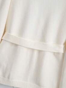 Regalyn Cárdigan de punto con diseño de cinturón, estilo francés elegante para mujer de talla grande