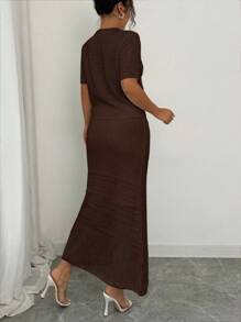 Elenzga 2025 New French Style White Hollow Out Short Sleeve Top + Mini Skirt 2 Pieces Set, Spring