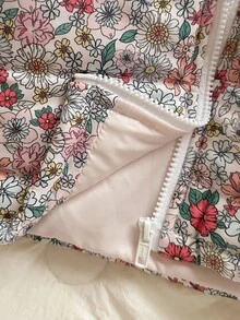 SHEIN Vintaside Kids 女嬰加厚外套，可愛白色冬季保暖內裡外套，時尚碎花鄉村風，保暖舒適秋季外套 - 彩色 - 查看 5