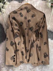 Franclia Women's Elegant Rose Print Lapel Blazer Fall Cloth For Women Autumn