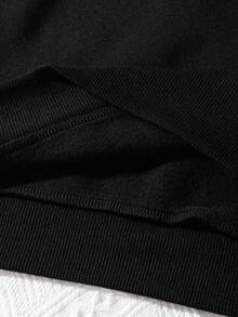 SHEIN CURVE+ 大码女式运动衫橙色咖啡色字母印花休闲运动衫秋季时尚服装 - 黑色 - 查看 4