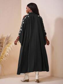 SHEIN CURVE+ Plus Size High Neck Applique Dress For Women/Autumn /Winter